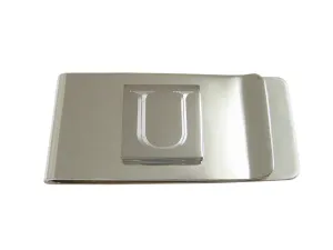 Letter U Etched Monogram Money Clip