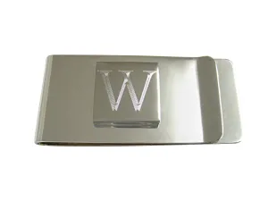 Letter W Etched Monogram Money Clip