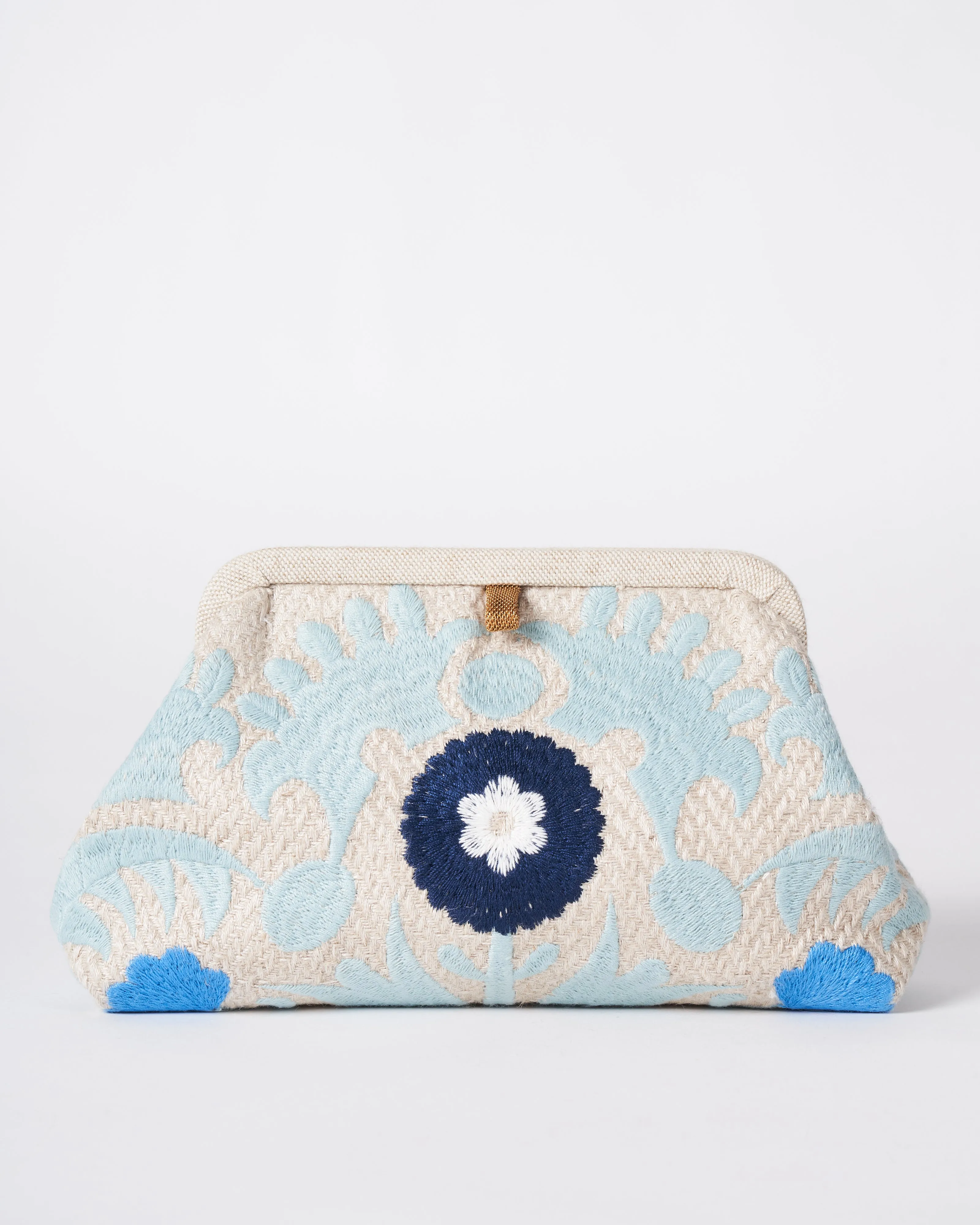 liette embroidered clutch - baby blue