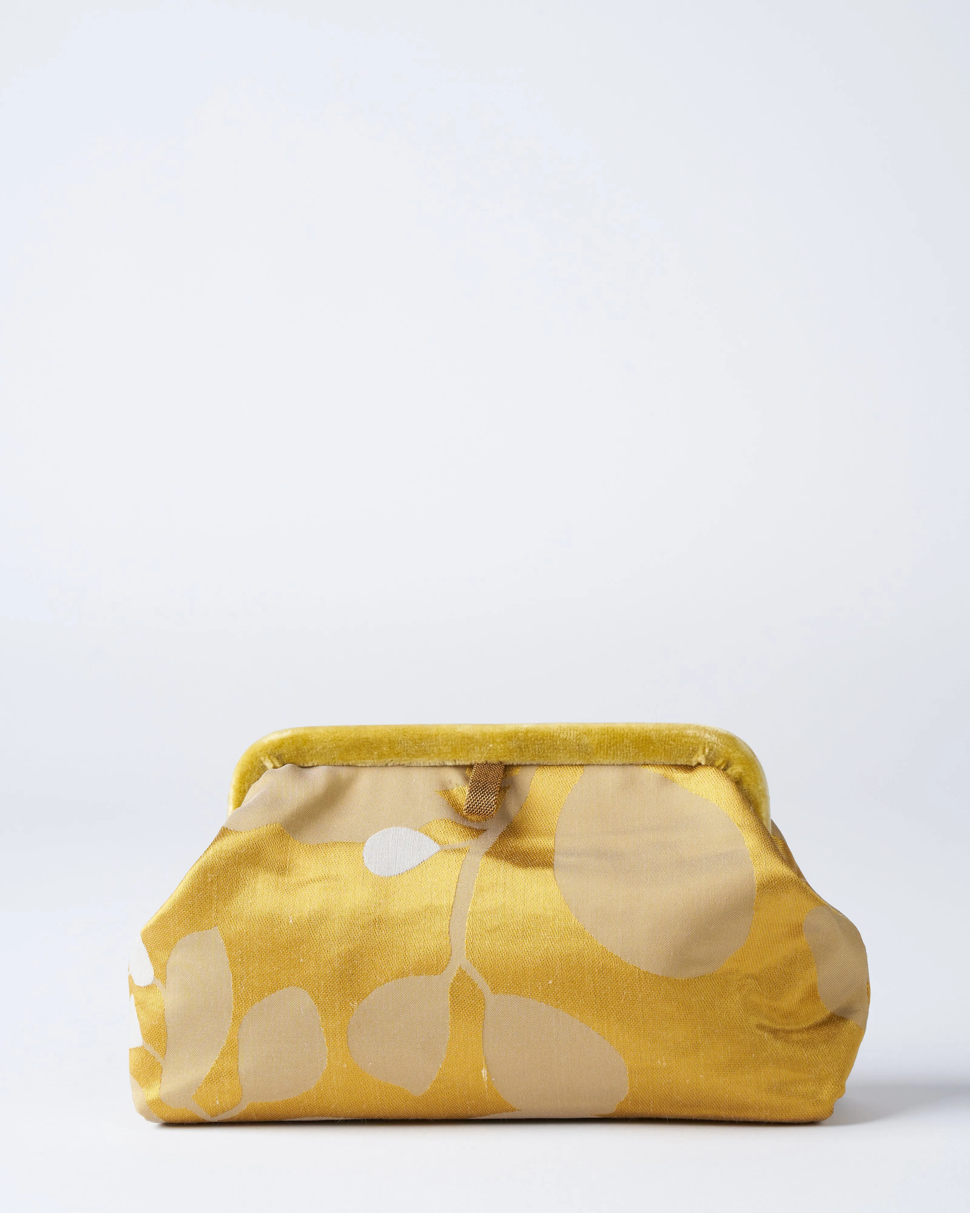 liette woven clutch - mustard/white/grey