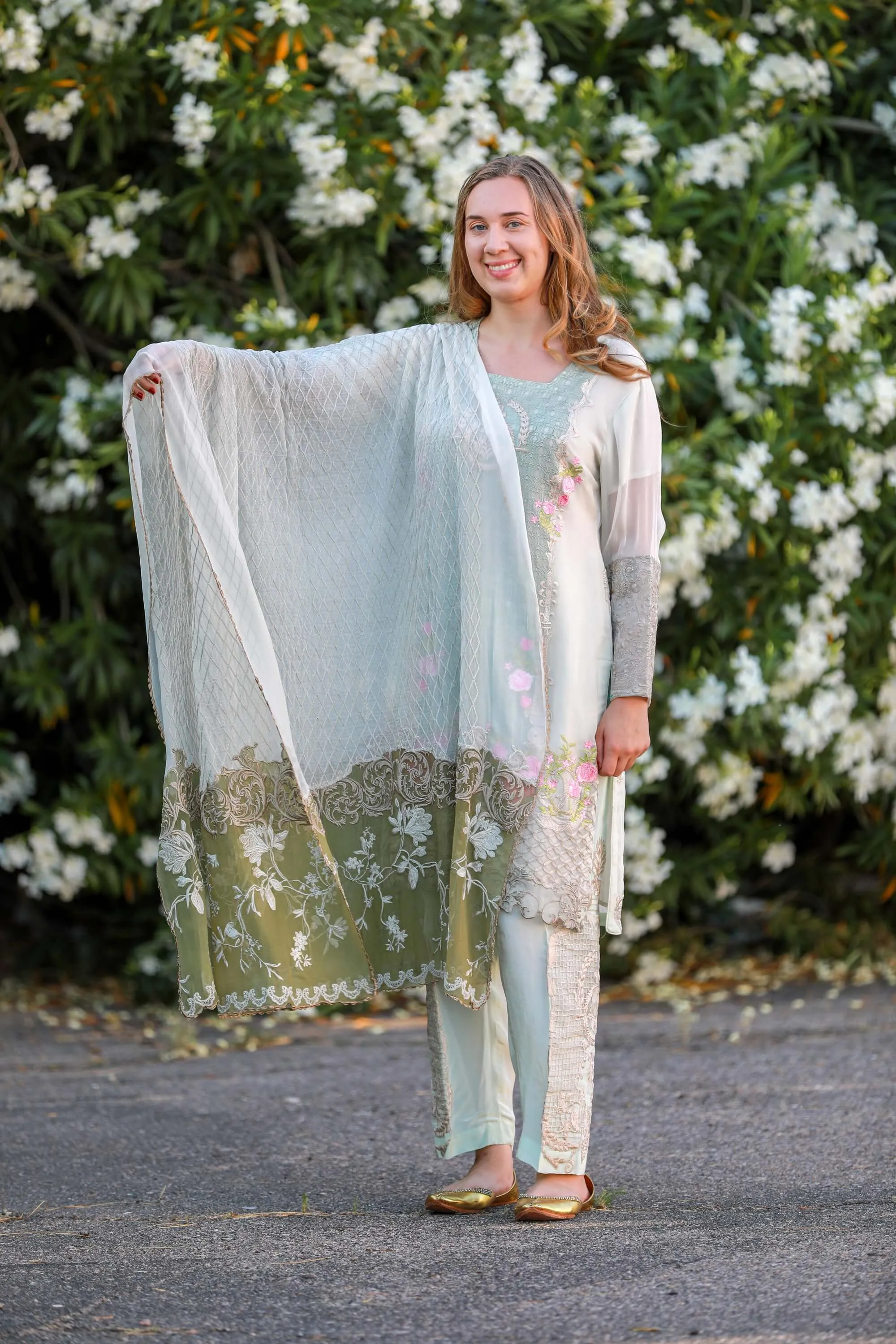 Light Green Chiffon Suit - Salwar Kameez