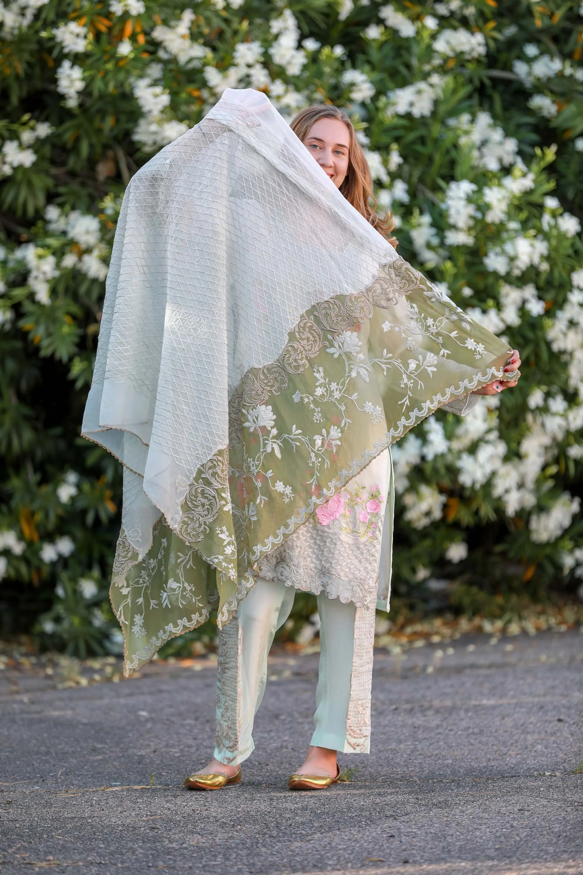 Light Green Chiffon Suit - Salwar Kameez