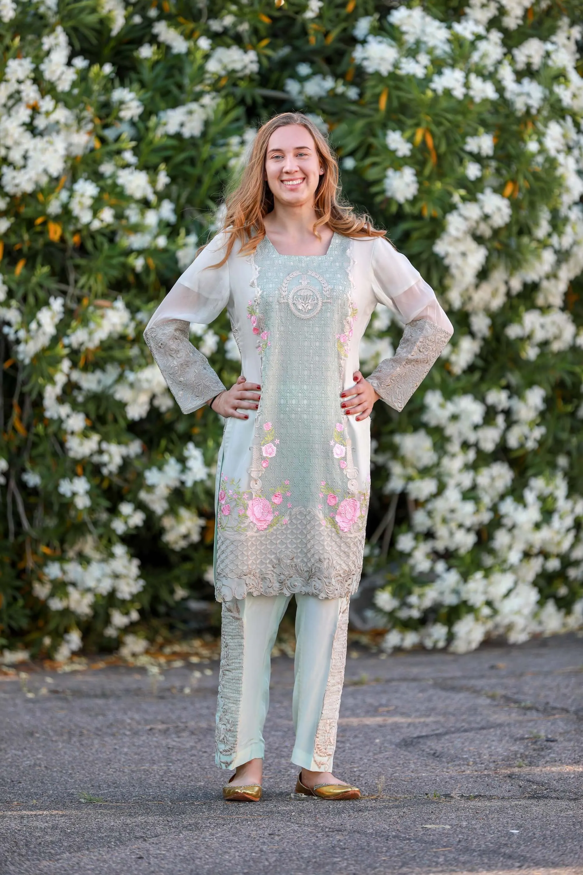 Light Green Chiffon Suit - Salwar Kameez