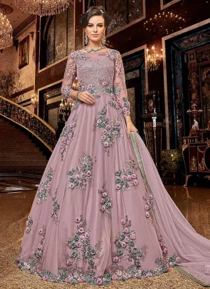 Light Pink Floral buds Embroidered Anarkali