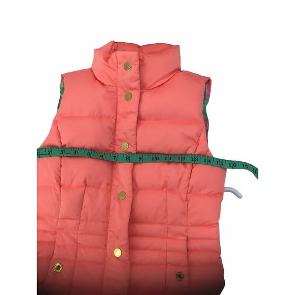 Lilly Pulitzer Isabelle Puffer Vest Size XXS Pink/Orange Women’s Girl’s
