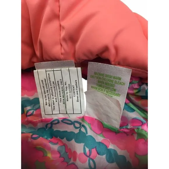 Lilly Pulitzer Isabelle Puffer Vest Size XXS Pink/Orange Women’s Girl’s
