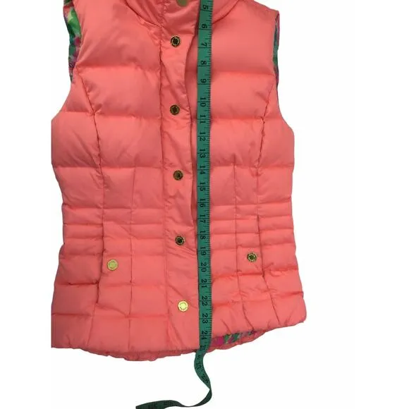 Lilly Pulitzer Isabelle Puffer Vest Size XXS Pink/Orange Women’s Girl’s