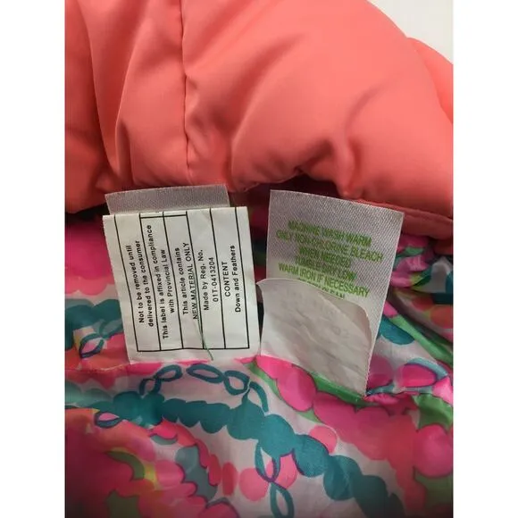 Lilly Pulitzer Isabelle Puffer Vest Size XXS Pink/Orange Women’s Girl’s