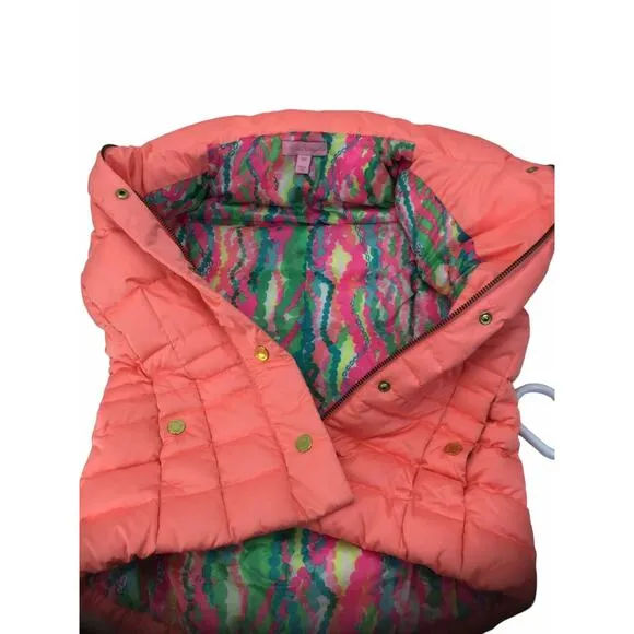 Lilly Pulitzer Isabelle Puffer Vest Size XXS Pink/Orange Women’s Girl’s