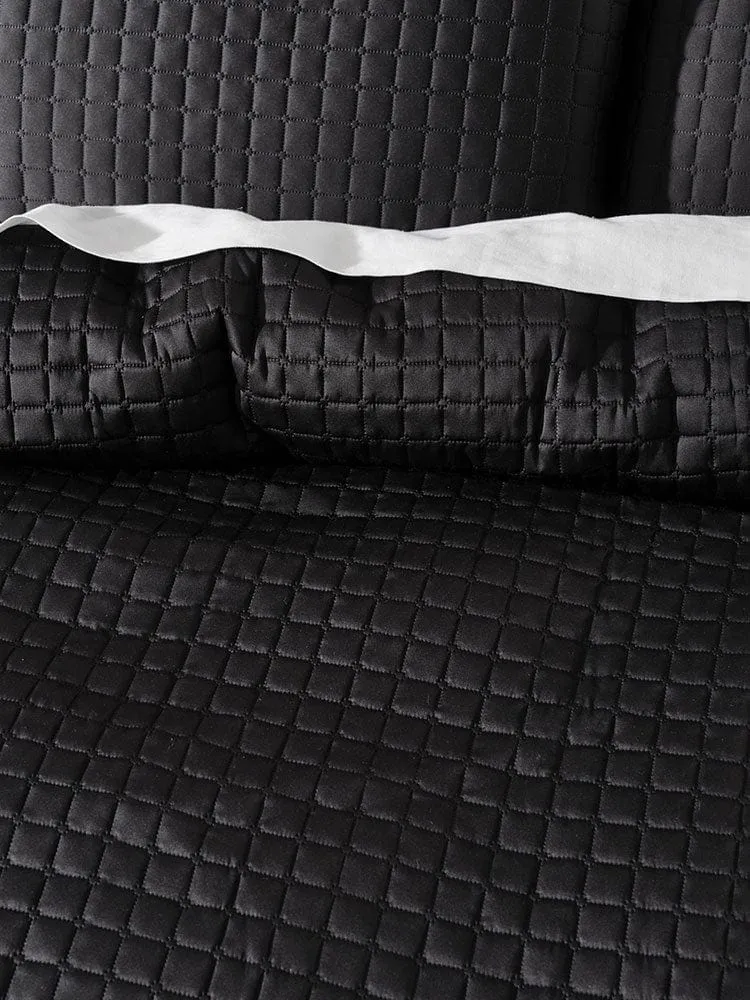 Linen House Verona Black 270x270cm Queen Coverlet Set