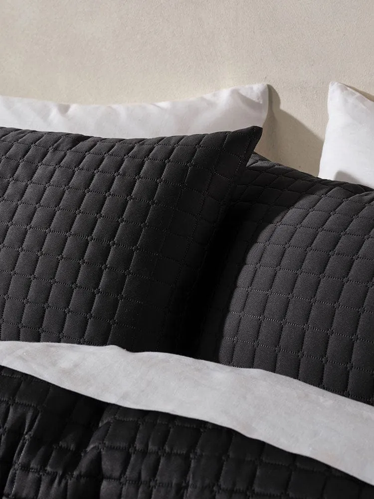 Linen House Verona Black 270x270cm Queen Coverlet Set