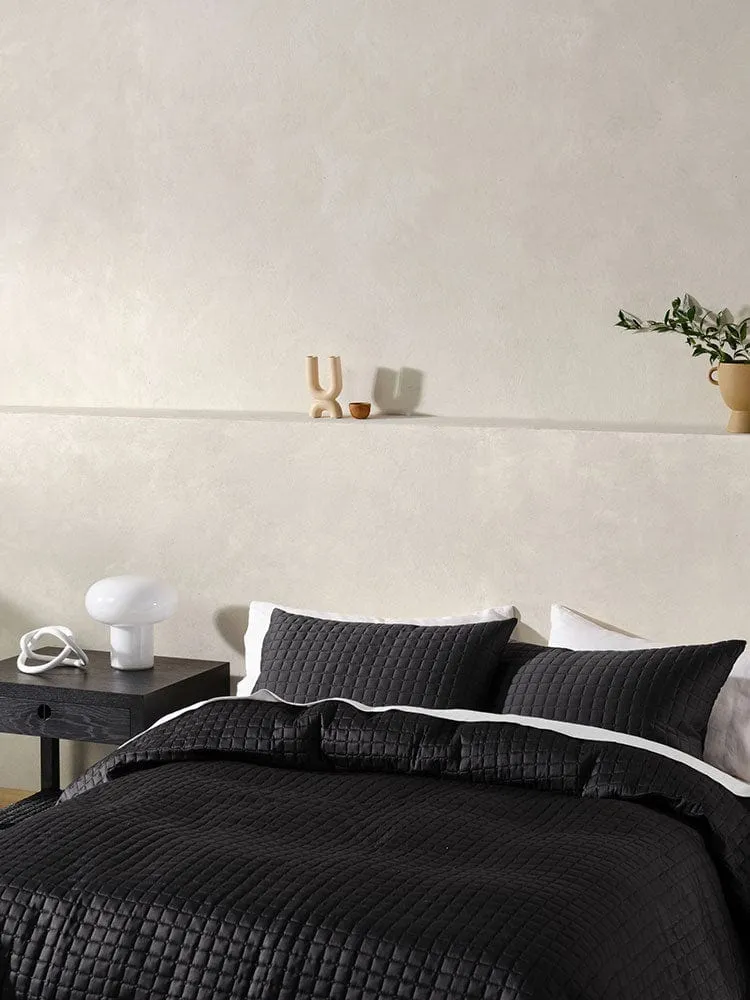 Linen House Verona Black 270x270cm Queen Coverlet Set
