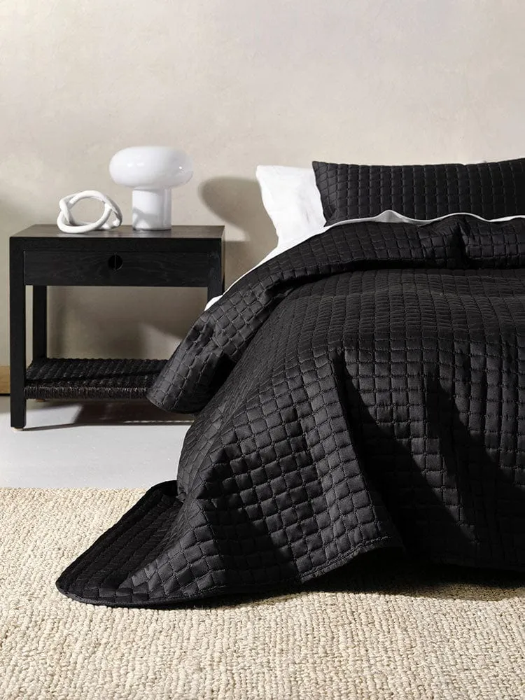Linen House Verona Black 270x270cm Queen Coverlet Set