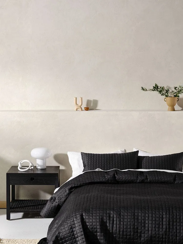 Linen House Verona Black 270x270cm Queen Coverlet Set
