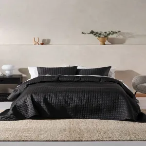 Linen House Verona Black 270x270cm Queen Coverlet Set
