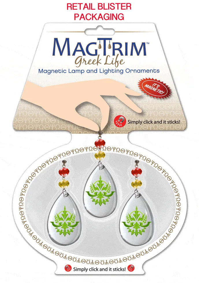 Logo Crystal -Badge- Alpha Chi Omega   (Set of 3) MAGNETIC ORNAMENT