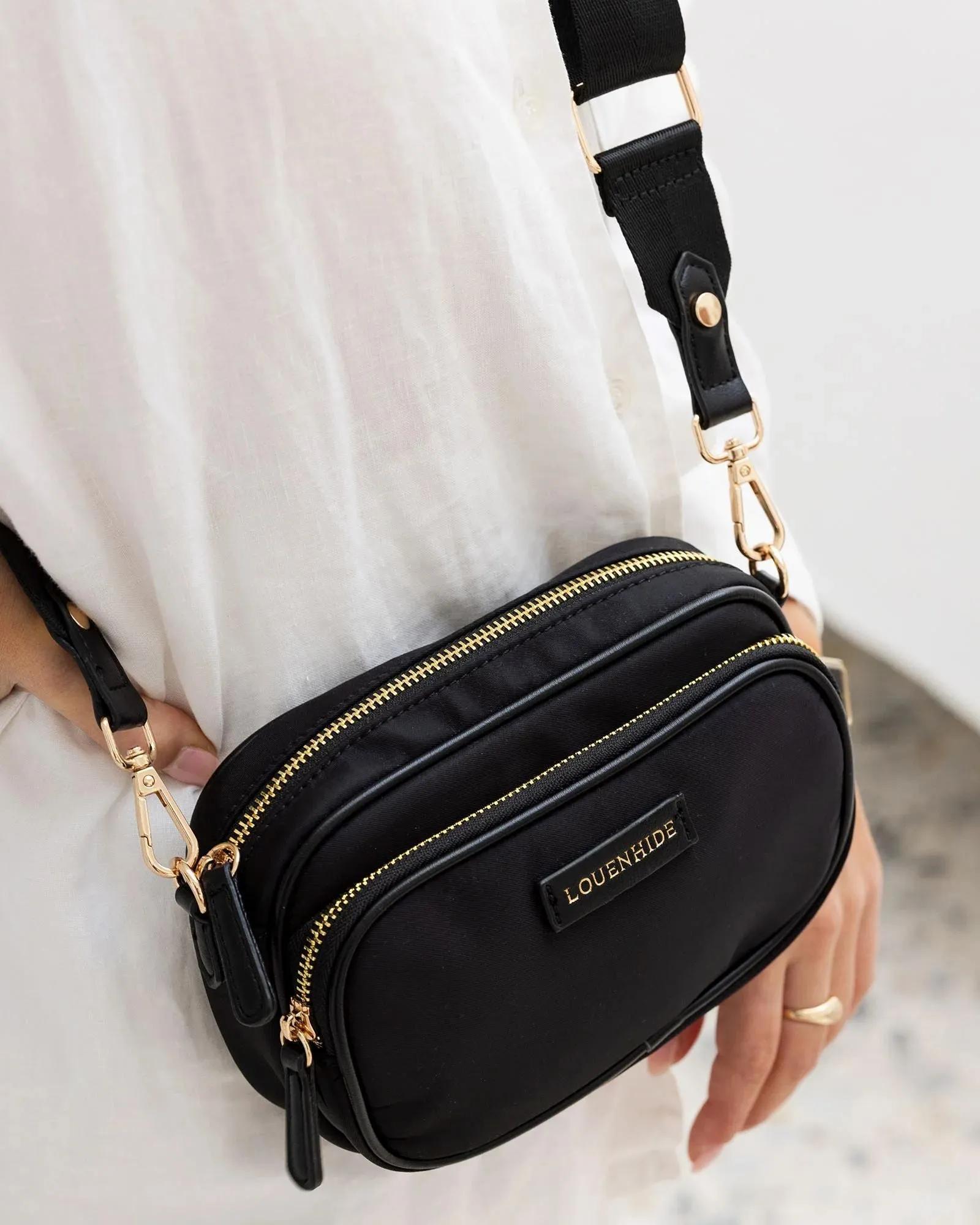LOUENHIDE Cali Nylon Crossbody Bag - Black