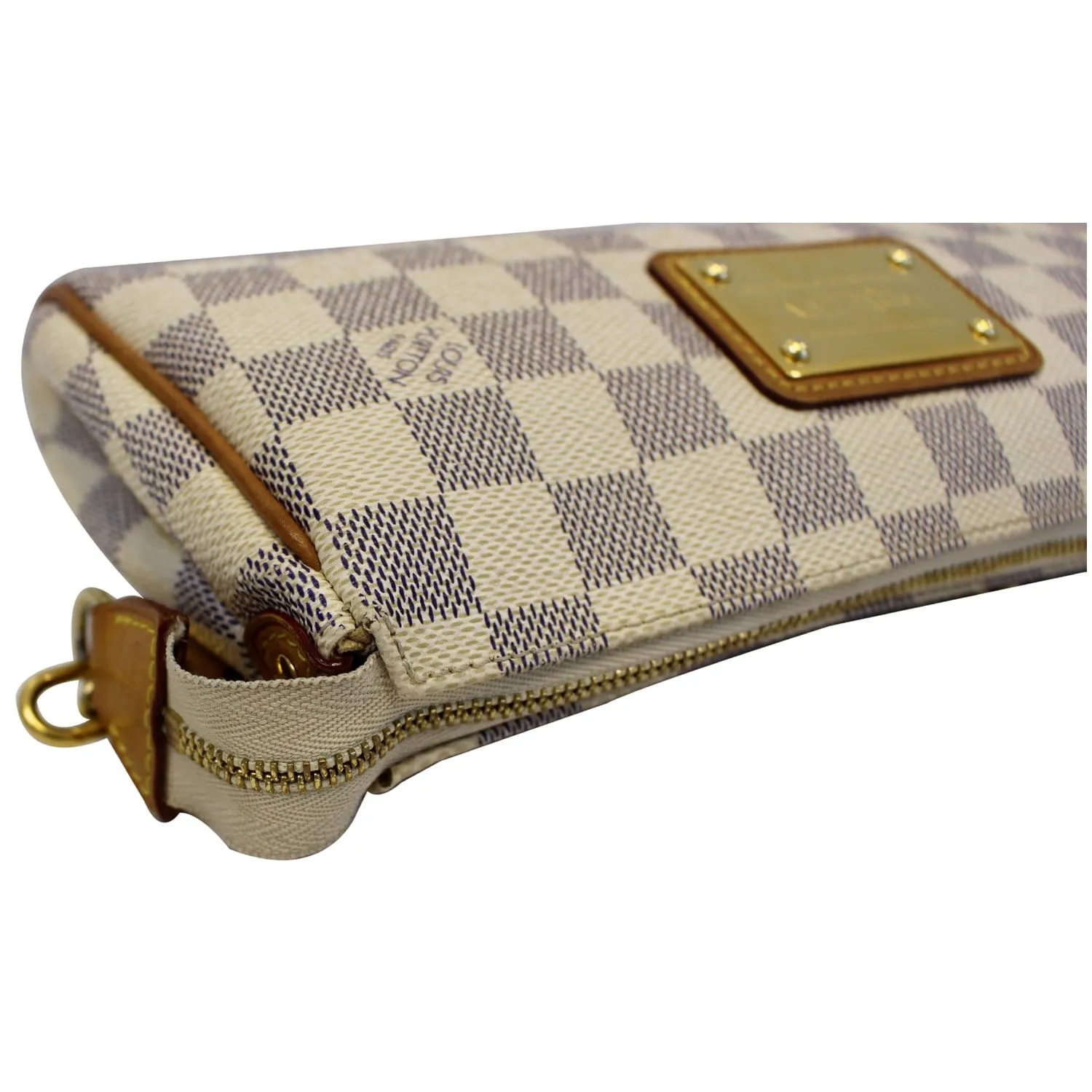 LOUIS VUITTON Pochette Eva Damier Azur Clutch Crossbody Bag White