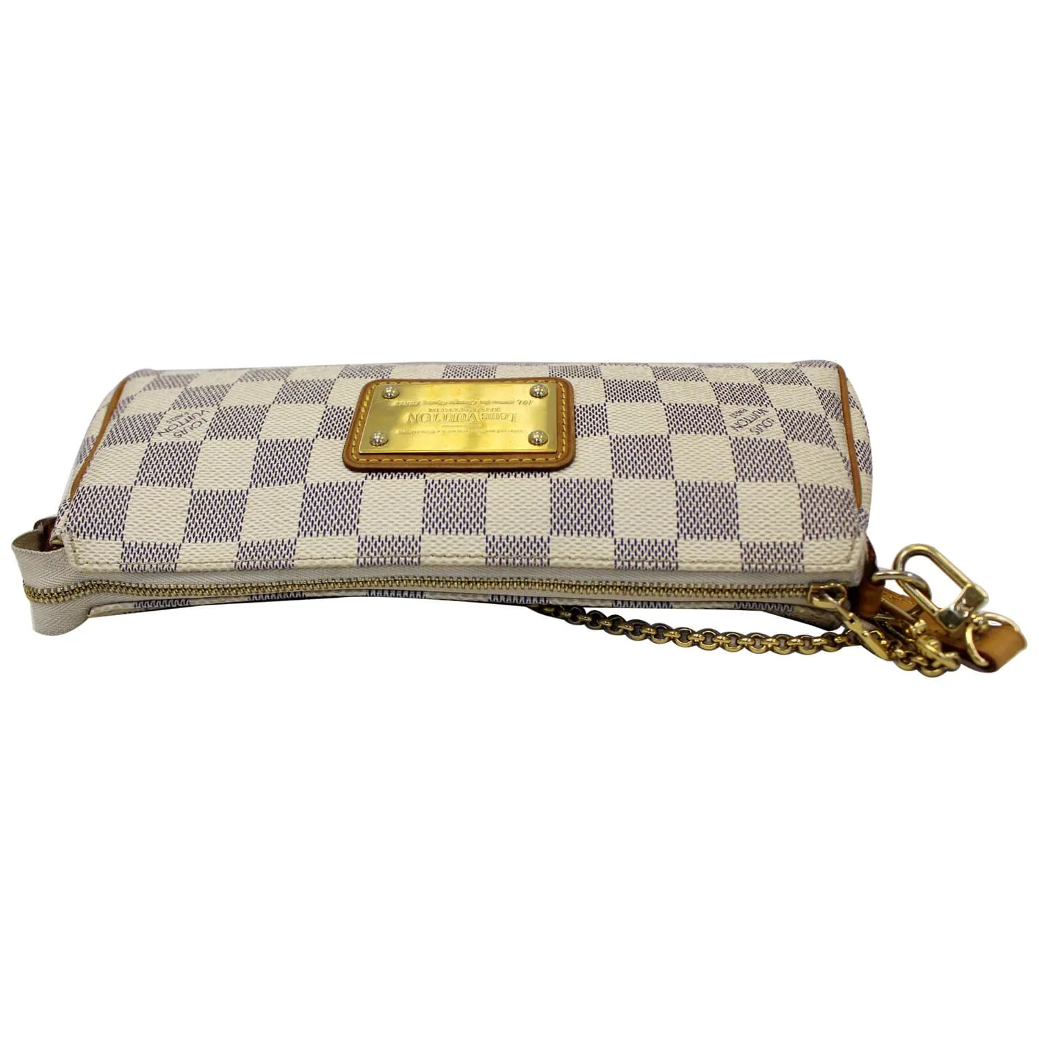 LOUIS VUITTON Pochette Eva Damier Azur Clutch Crossbody Bag White