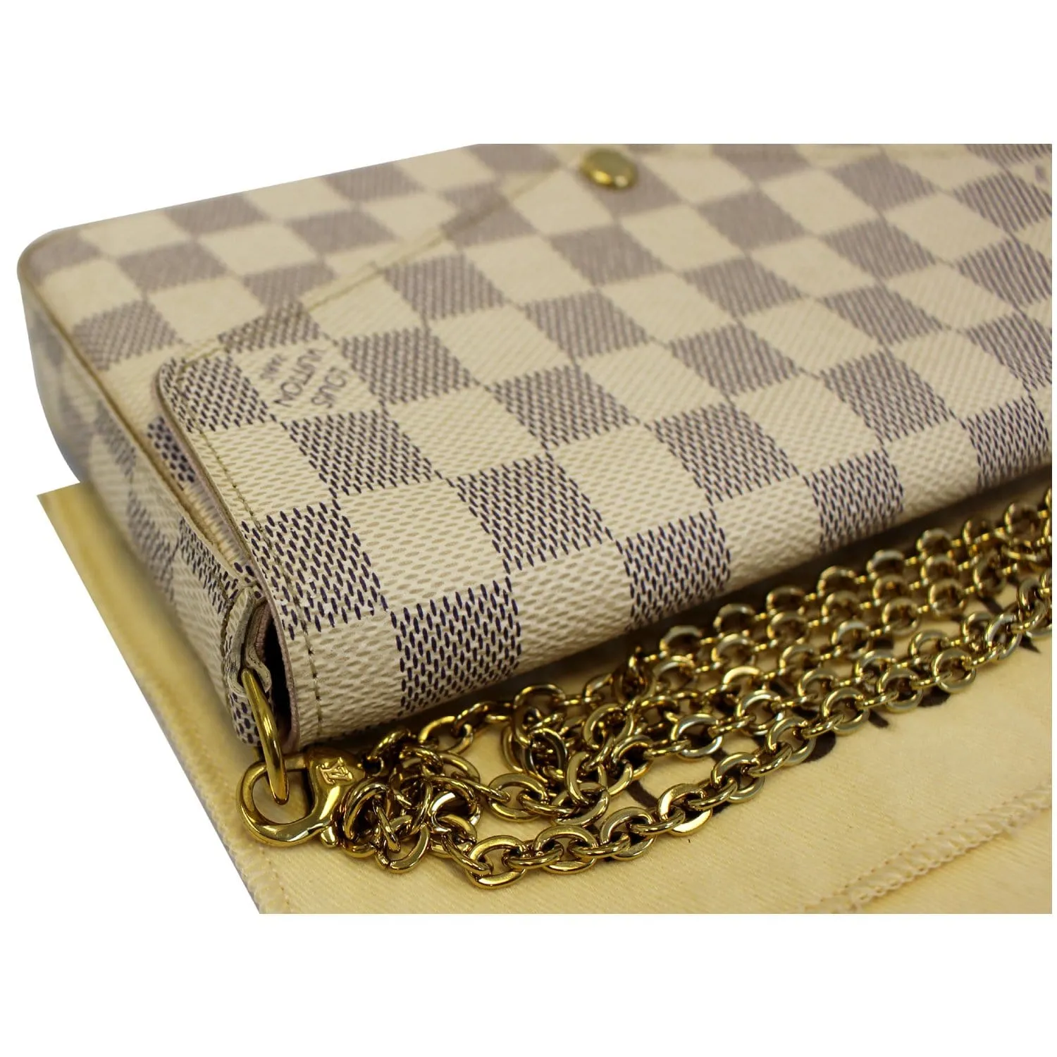 LOUIS VUITTON Pochette Felicie Damier Azur Crossbody Bag White