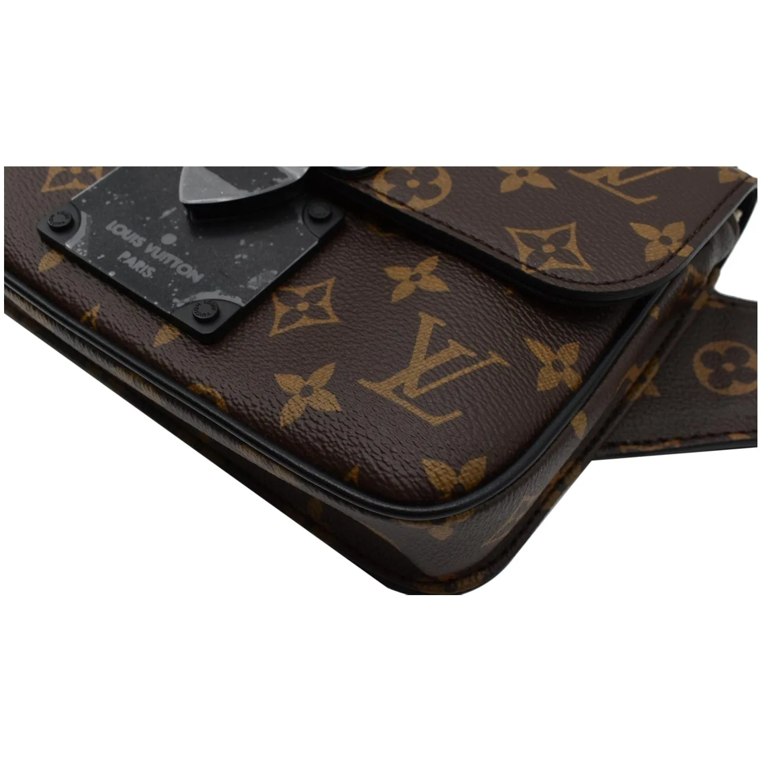 LOUIS VUITTON S-Lock Sling Monogram Macassar Crossbody Bag Brown