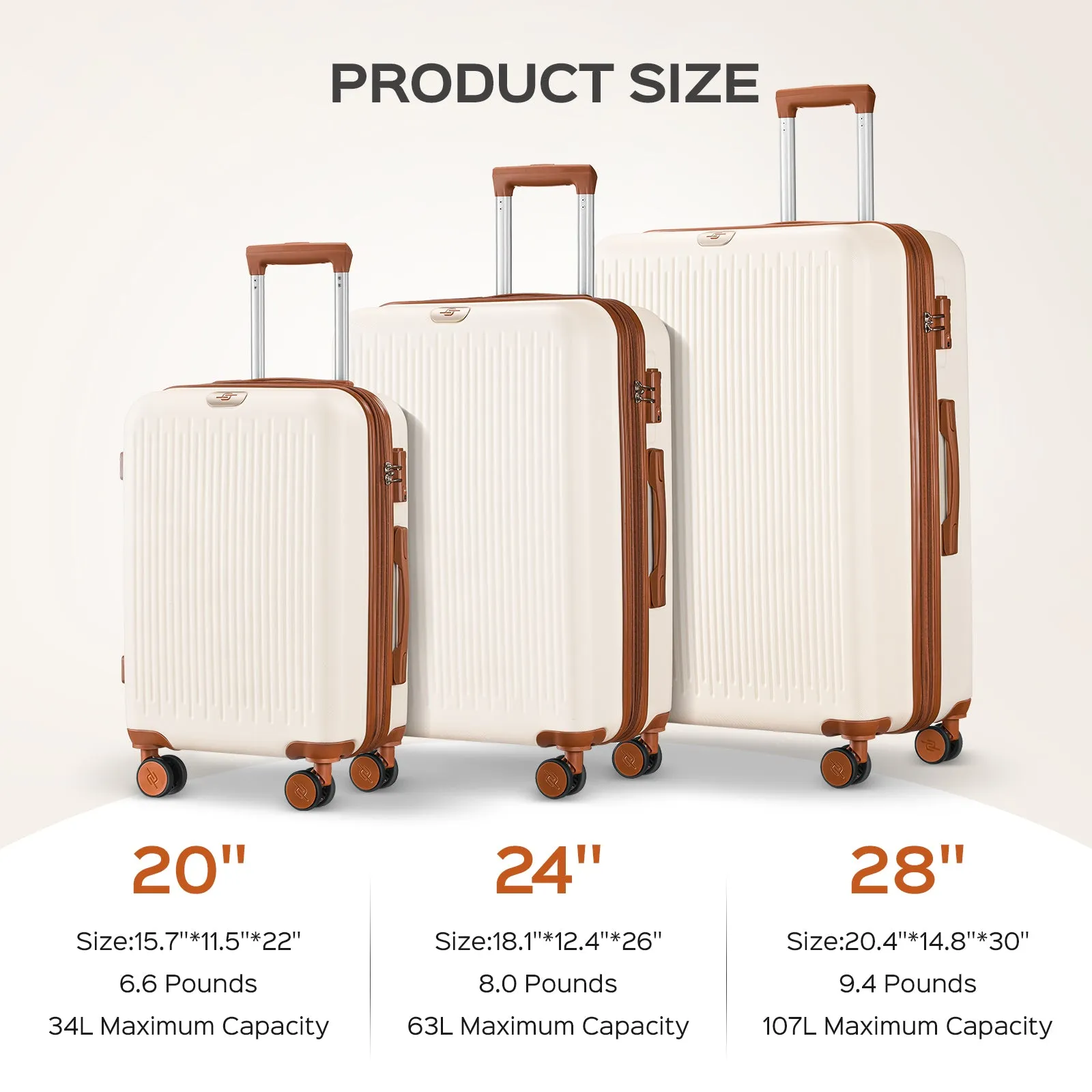 Luggage 4 Set Hardside Expandable Spinner Wheel with TSA Lock, Travel Bag, Duffel Bag,  20 Carry on Luggage and 28 Checked Luggage