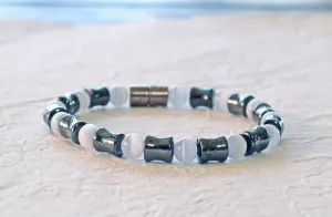 Magnetic Bracelet for Men with Gray Cat's Eye