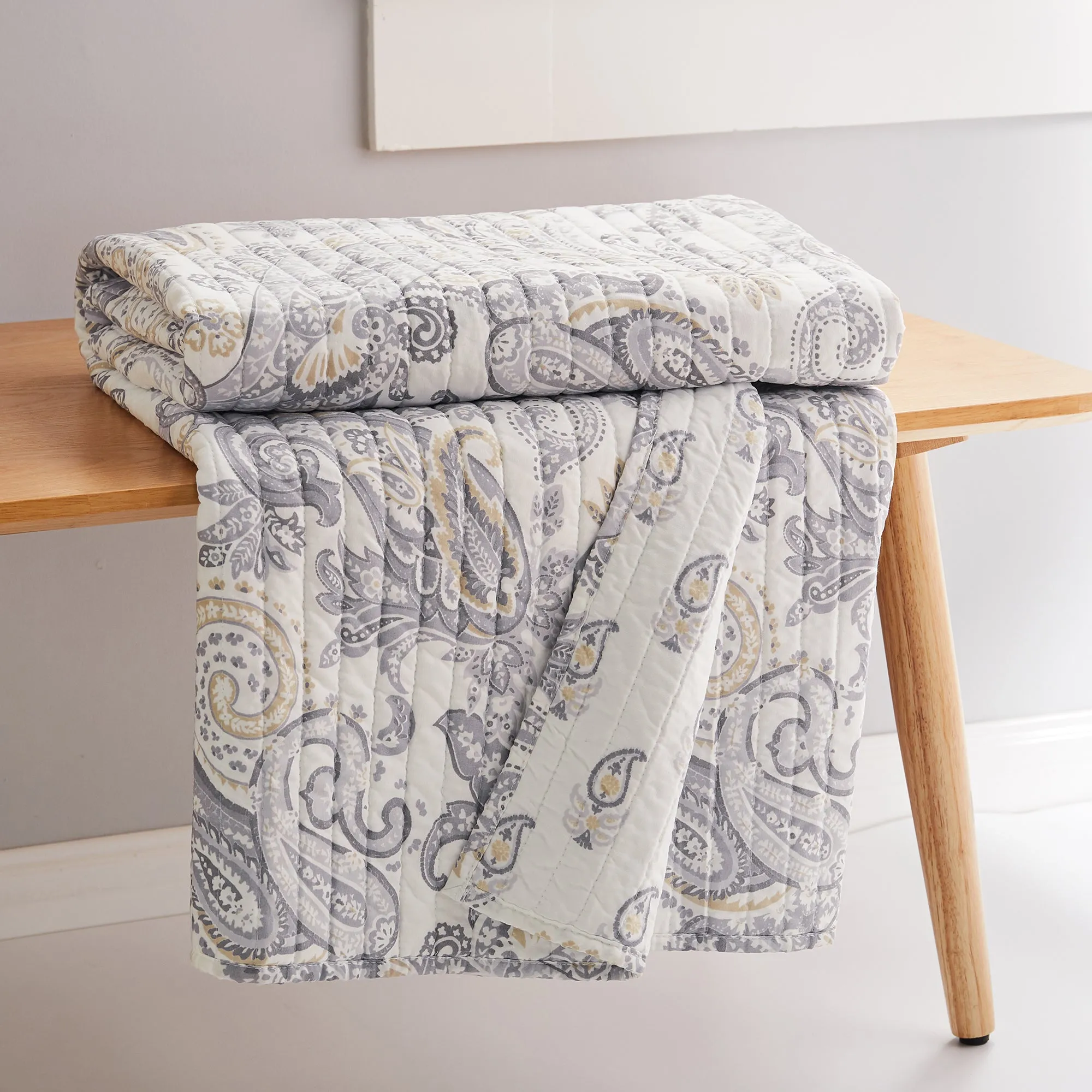 Maribelle Neutral Quilted Throw