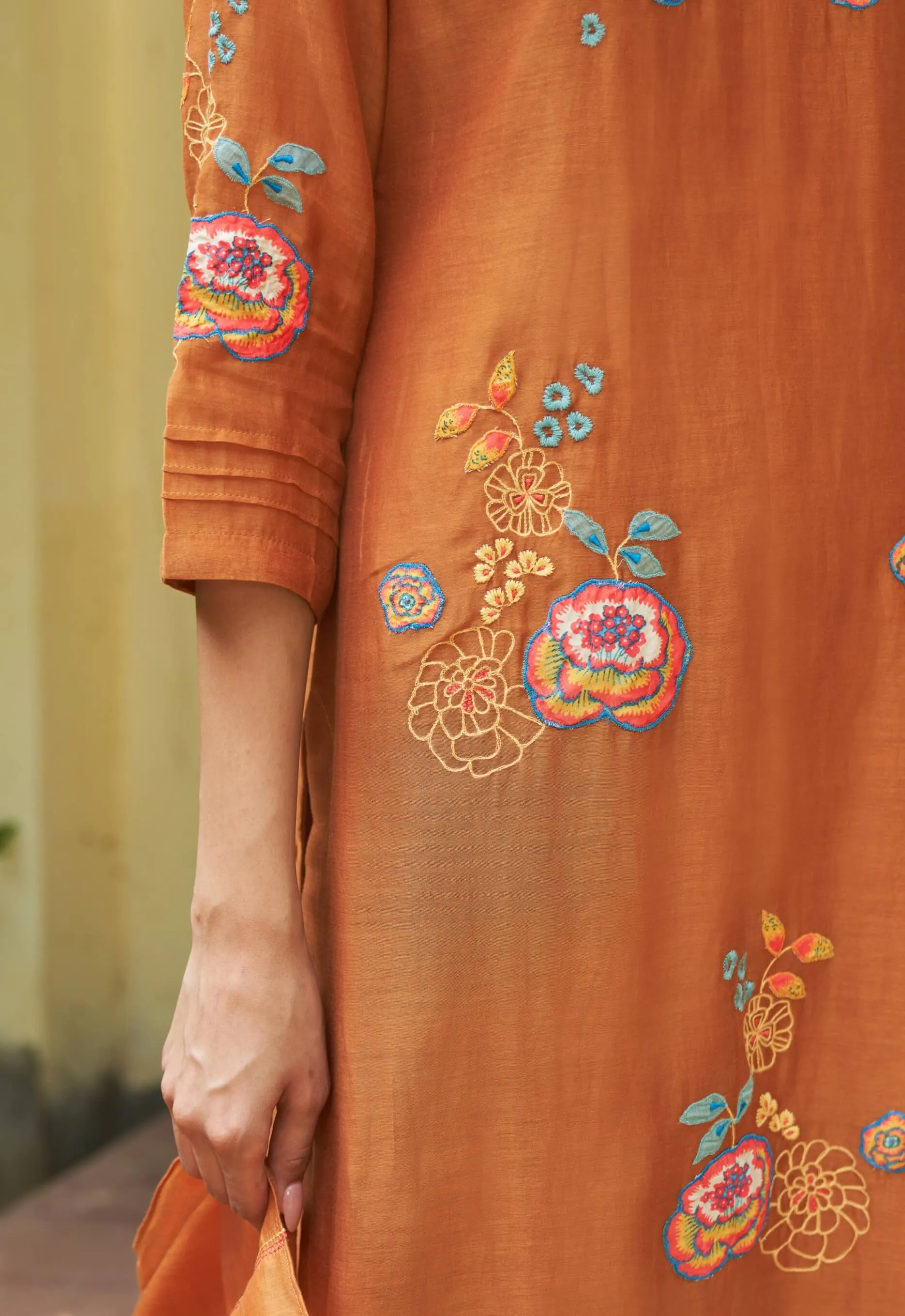 Marigold floral embroidery kurta set