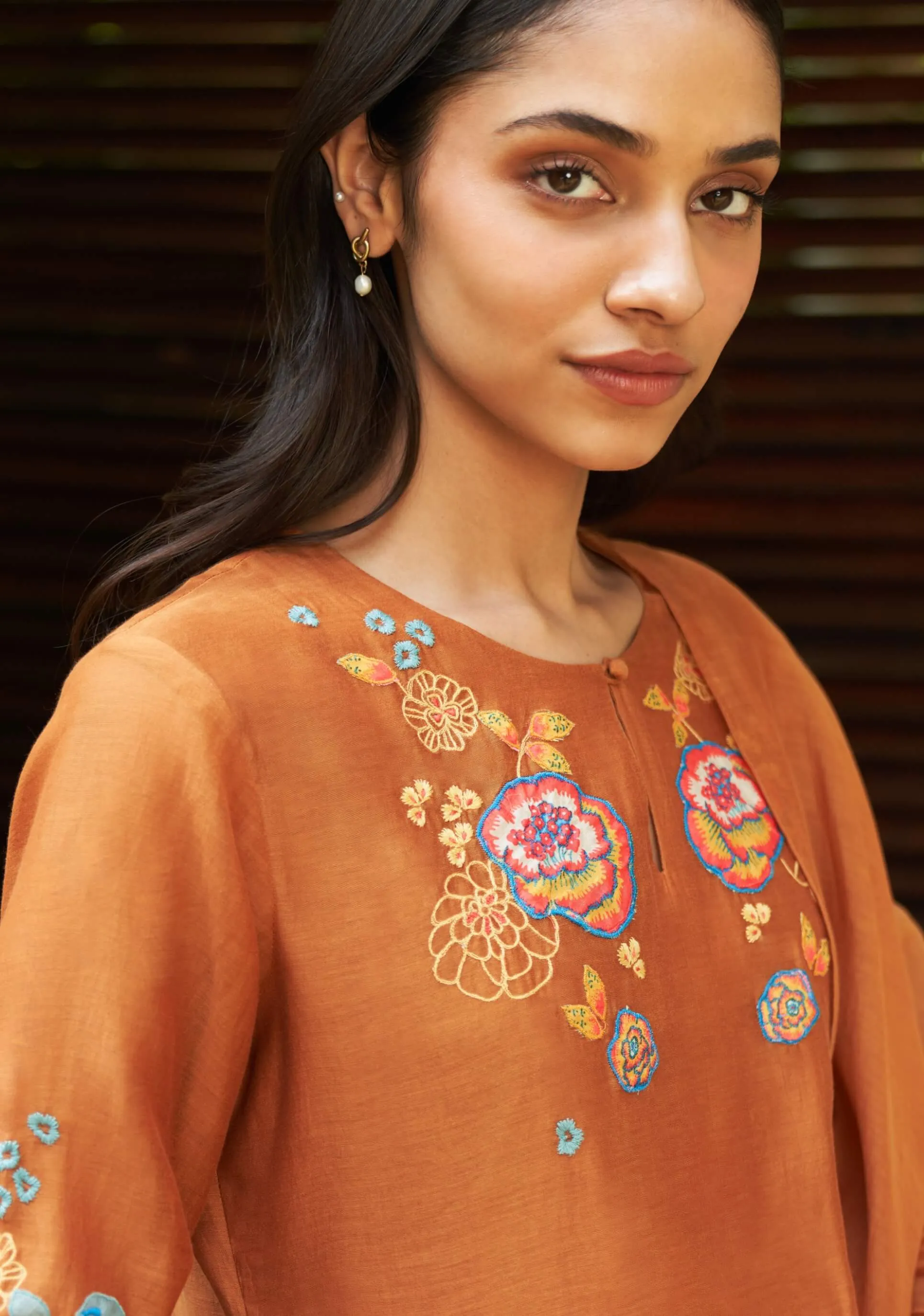 Marigold floral embroidery kurta set