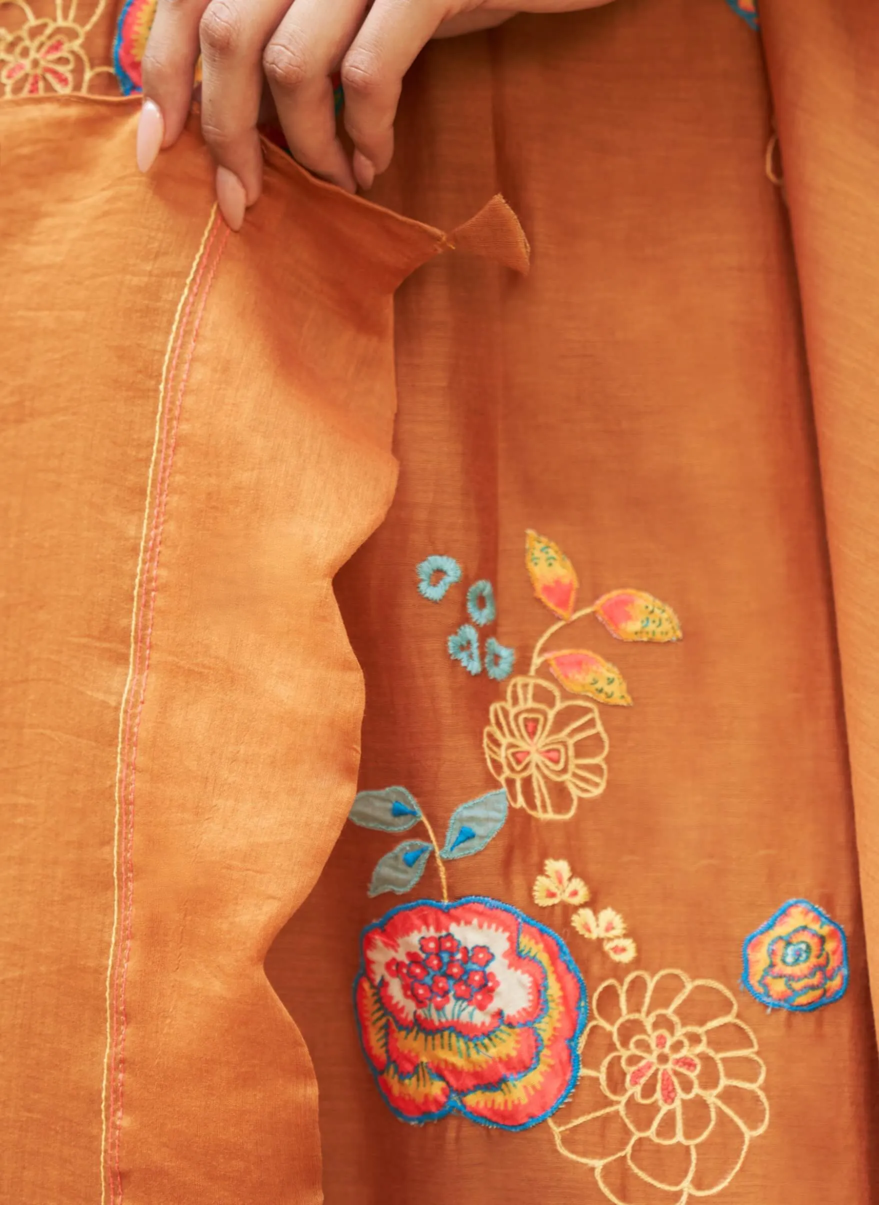 Marigold floral embroidery kurta set