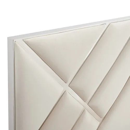 Matrix Bed Frame Fabric Padded Upholstery High Quality Slats Polished Stainless Steel Feet