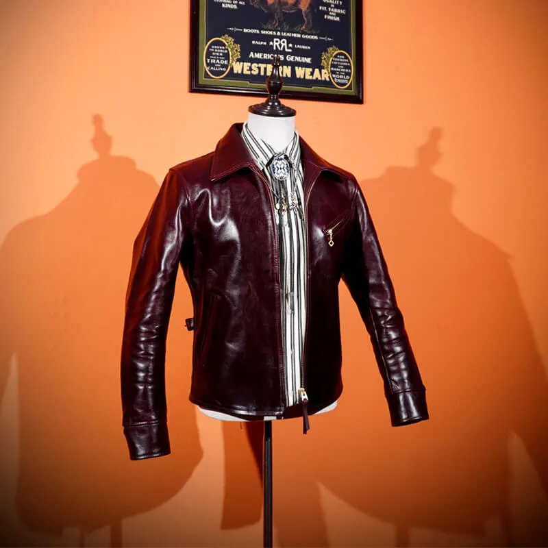 Men's Half Belt Sports Leather Jacket