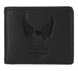 Men's Pebble Classic Eagle Leather Billfold Wallet - Black