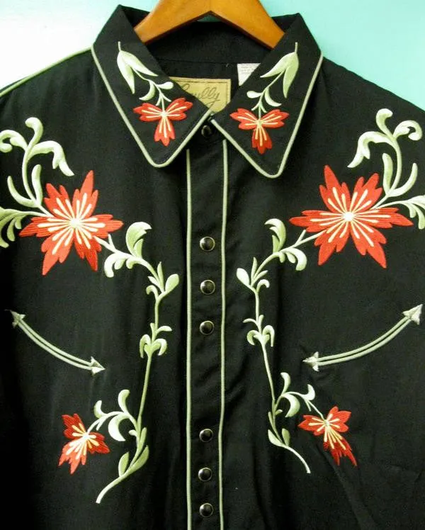 Men's Vintage Western Shirt Collection: Scully Floral Classic Design
