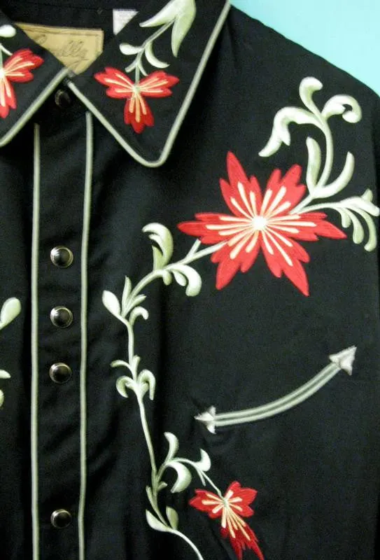 Men's Vintage Western Shirt Collection: Scully Floral Classic Design