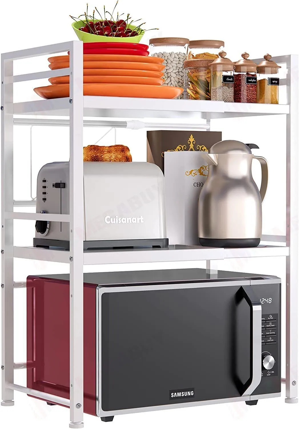 Microwave Shelf Holder White 3 Tier Expandable