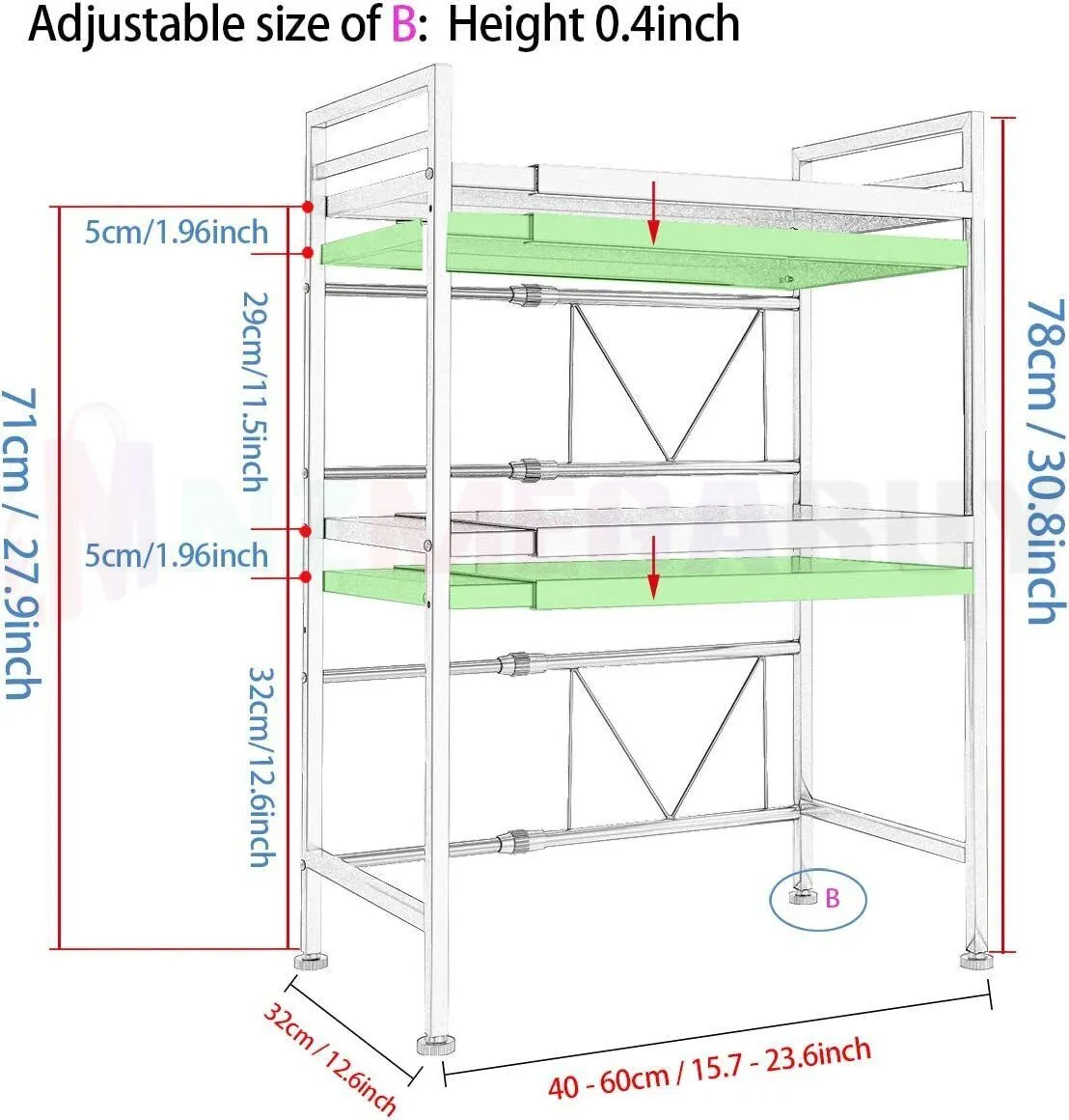 Microwave Shelf Holder White 3 Tier Expandable