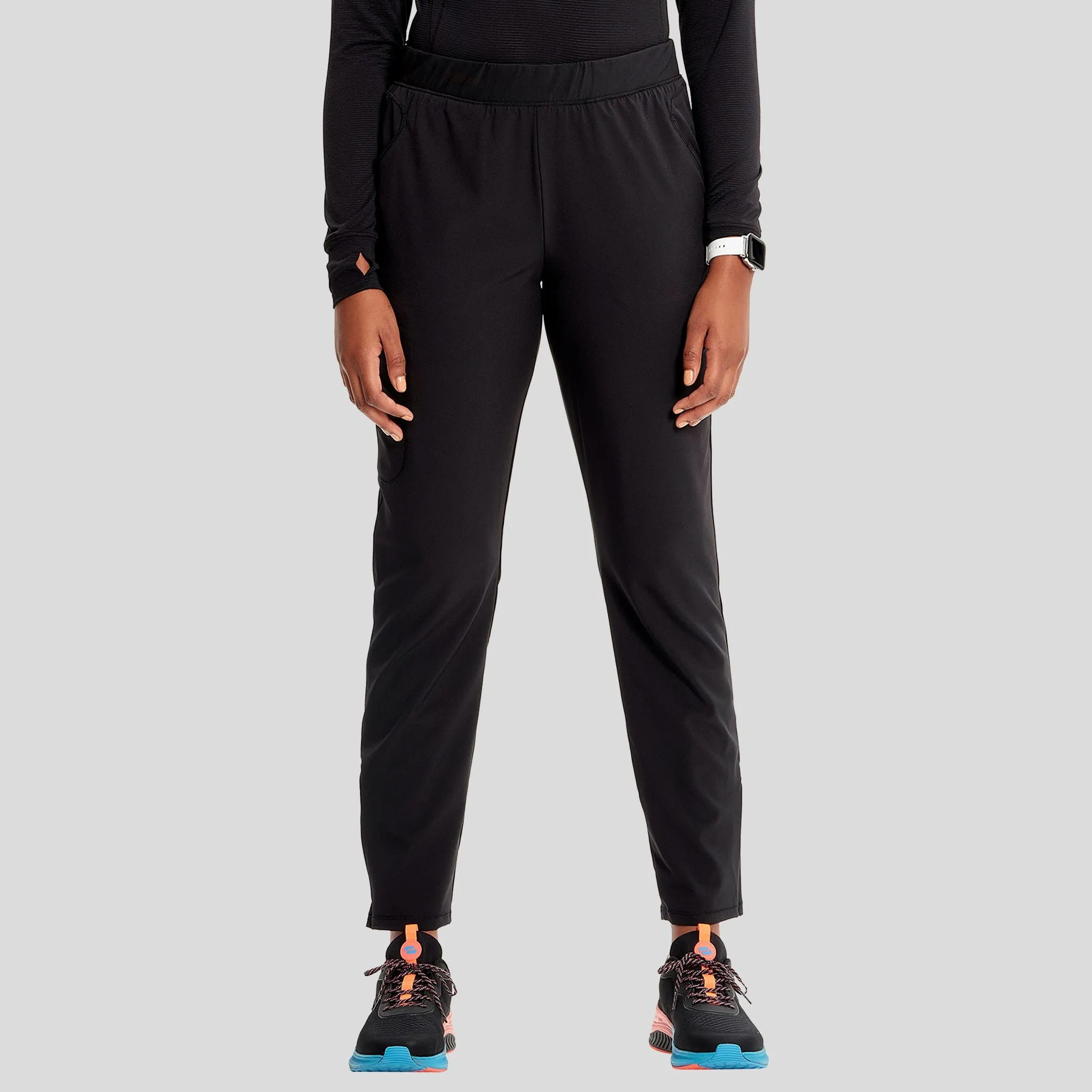 Mid Rise Pull-on Tapered Leg Cargo Pant | Black