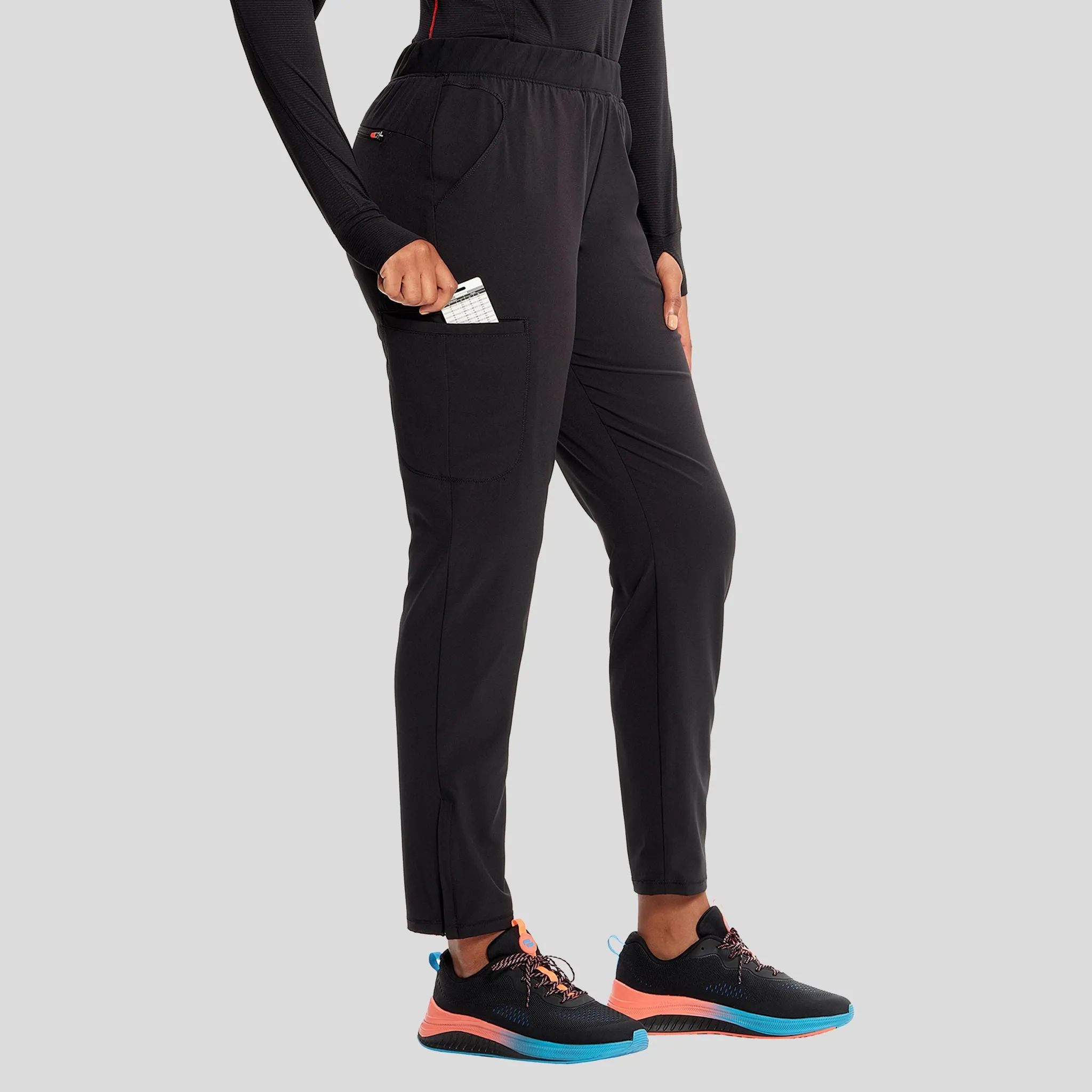 Mid Rise Pull-on Tapered Leg Cargo Pant | Black
