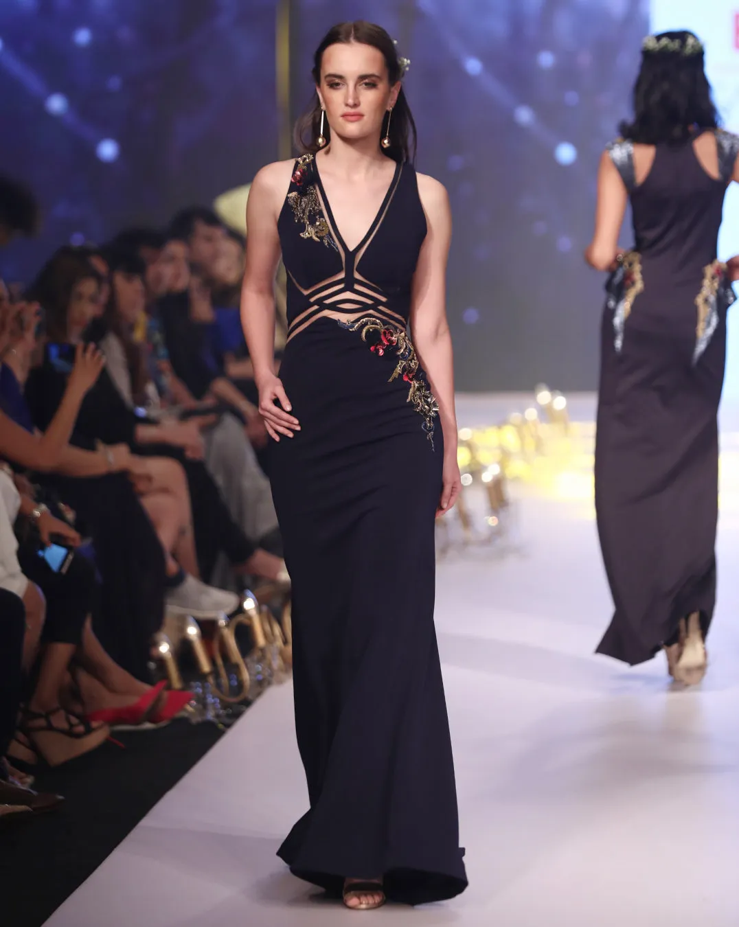 Midnight Blue Geometric Gown