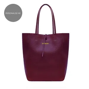 Milan - Soft Leather Tote Bag in Burgundy