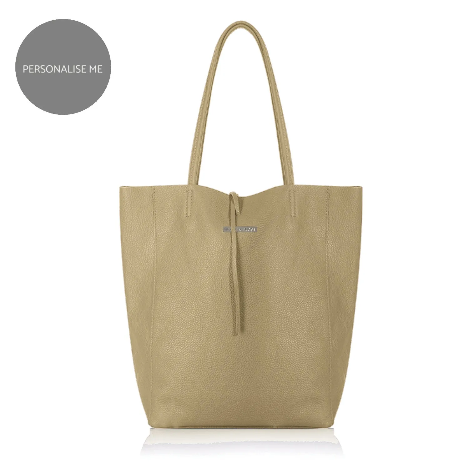 Milan - Soft Leather Tote Bag in Light Taupe