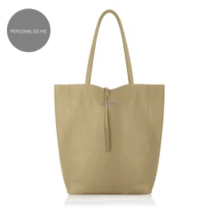 Milan - Soft Leather Tote Bag in Light Taupe