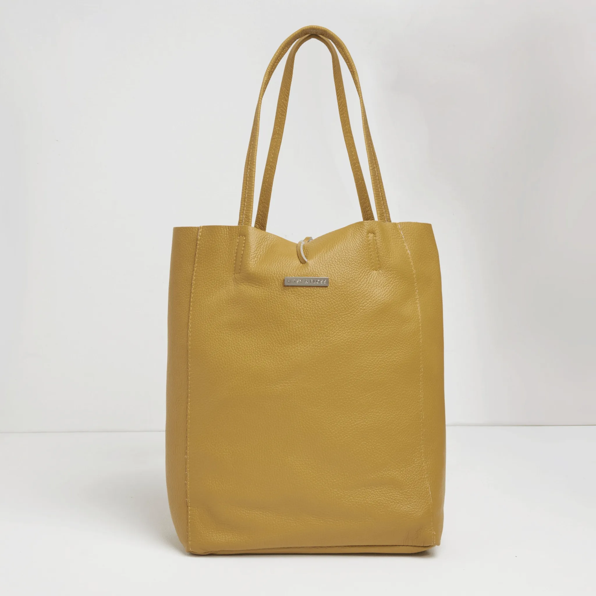 Milan - Soft Leather Tote Bag in Mustard Yellow