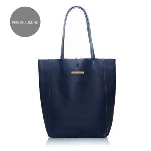 Milan - Soft Leather Tote Bag in Navy Blue