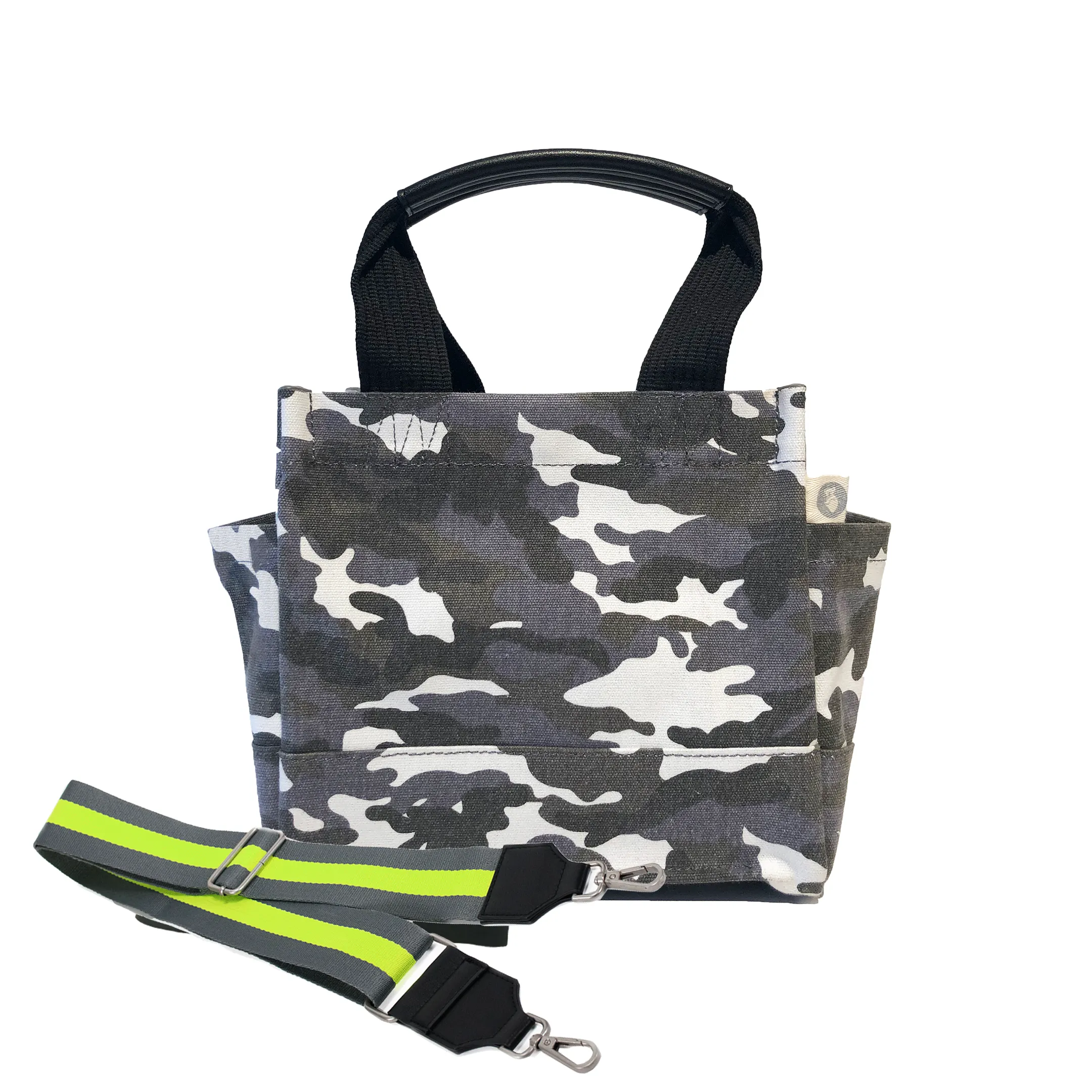 Mini Luxe North South Bag: Grey Camouflage