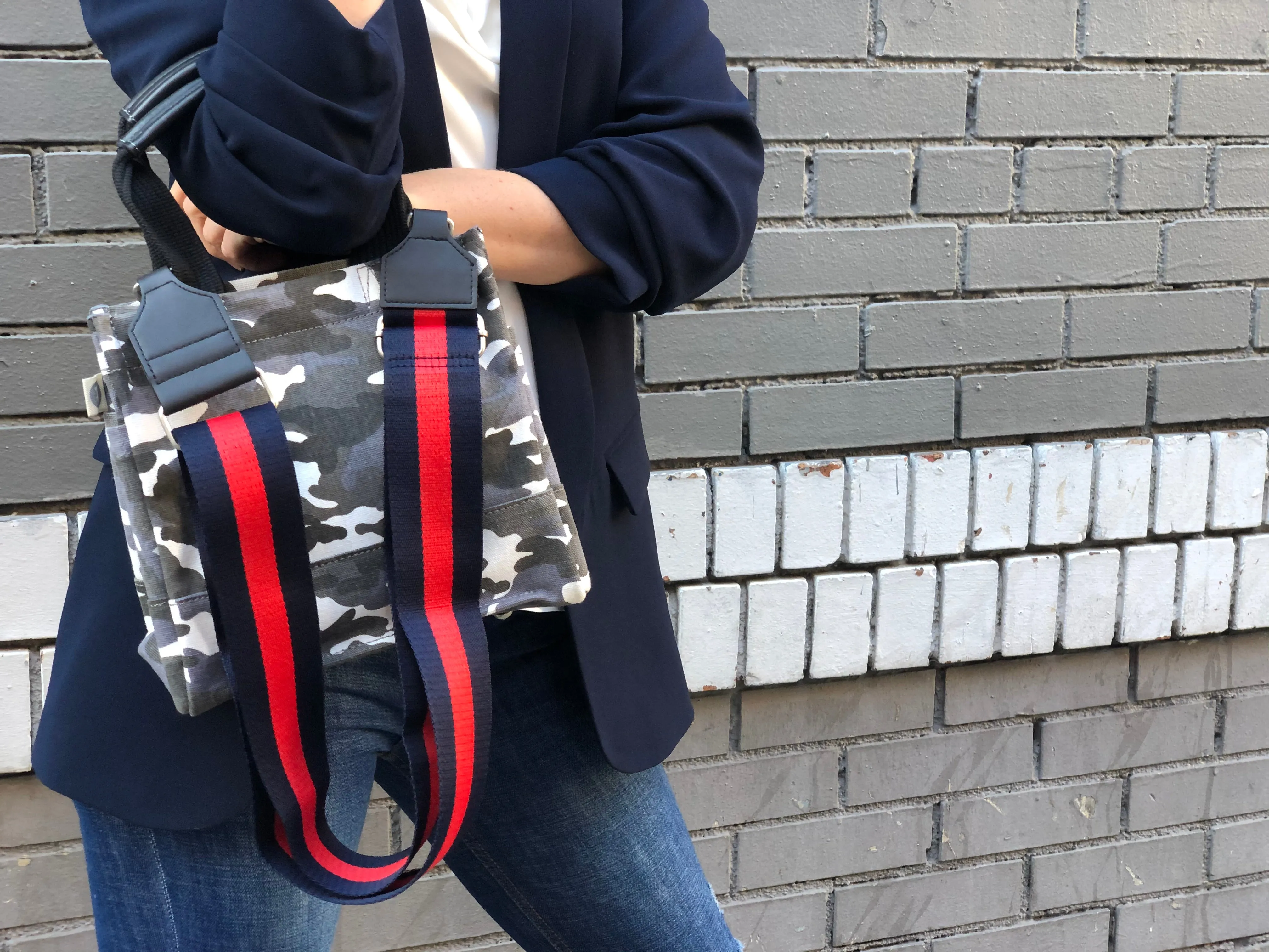Mini Luxe North South Bag: Grey Camouflage