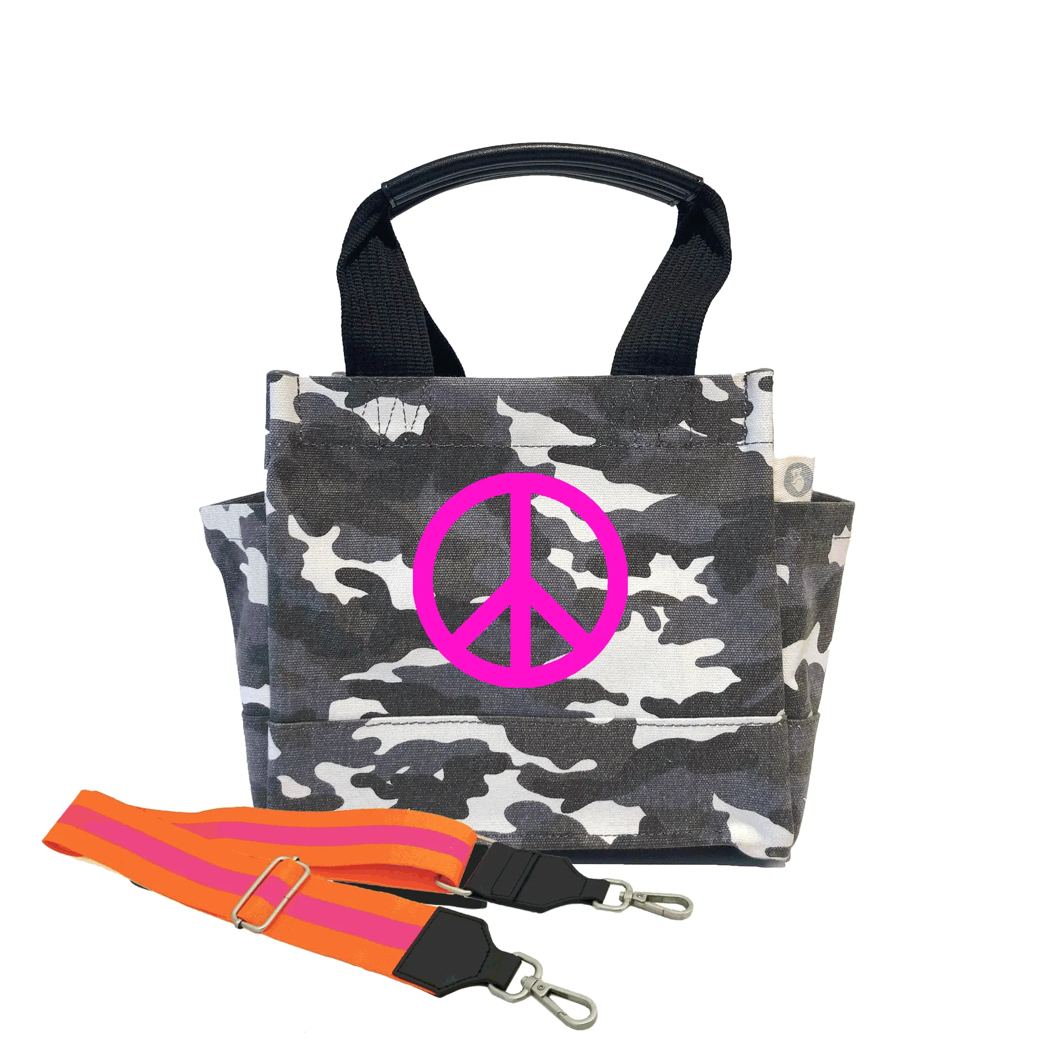 Mini Luxe North South Bag: Grey Camouflage