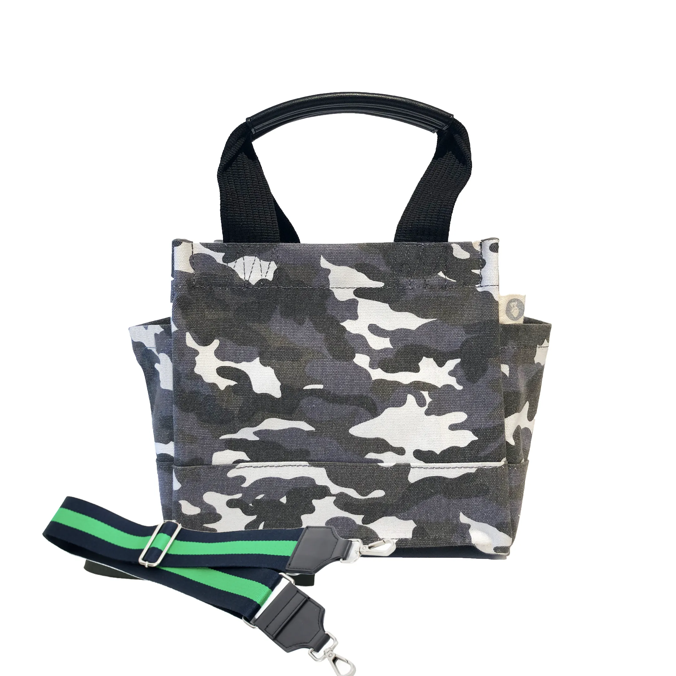 Mini Luxe North South Bag: Grey Camouflage